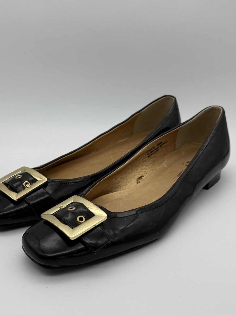 Goffray Penelli Chocolate Brown Square Toe Buckle Ballet Flats Size 11